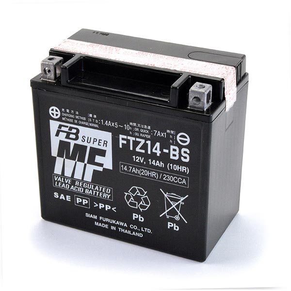 BATTERIA FURUKAWA FTZ14BS 12V-14AH (EQUIVALENTE YUASA YTX14H-BS) (SIGILLATA CON ACIDO A CORREDO) 150X87X145
