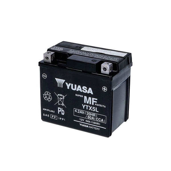 BATTERIA YUASA YTX5L 12V-4AH (SIGILLATA ATTIVATA - FACTORY SEALED)
