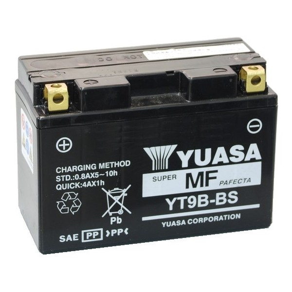 BATTERIA YUASA YT9B-BS 12V-8AH (SIGILLATA CON ACIDO A CORREDO)