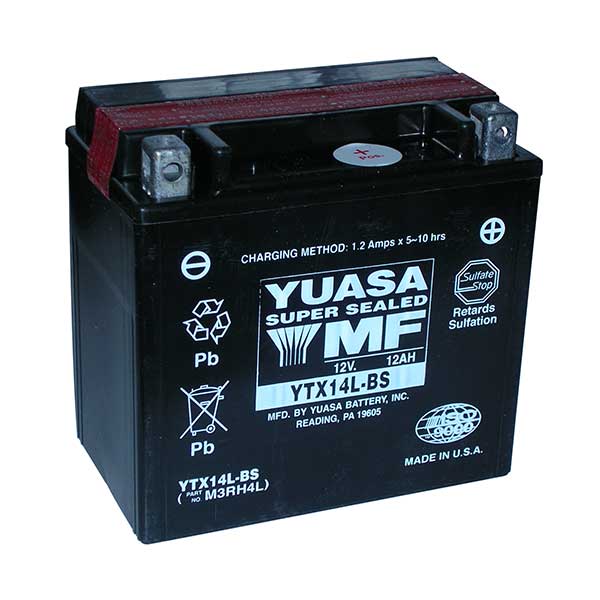 BATTERIA YUASA YTX14L-BS 12V-12AH (SIGILLATA CON ACIDO A CORREDO)
