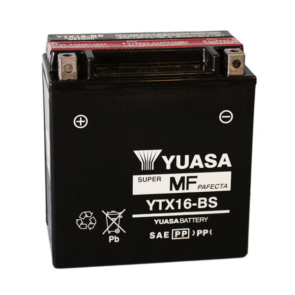 BATTERIA YUASA YTX16-BS 12V-14AH (SIGILLATA CON ACIDO A CORREDO)