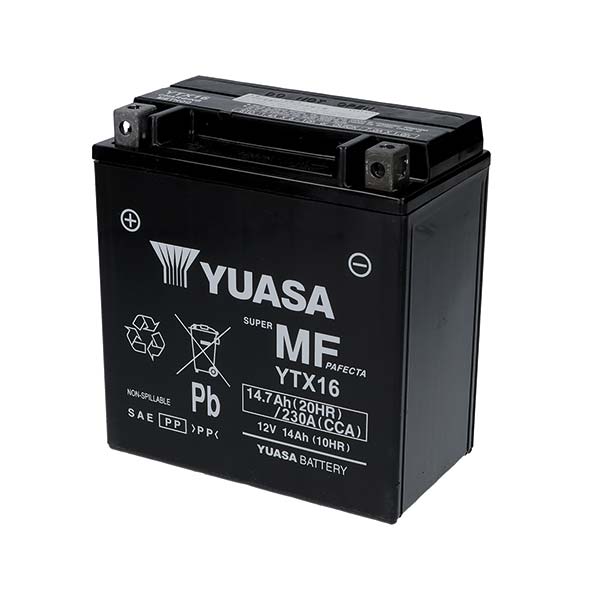 BATTERIA YUASA YTX16 12V-14AH (SIGILLATA ATTIVATA - FACTORY SEALED)