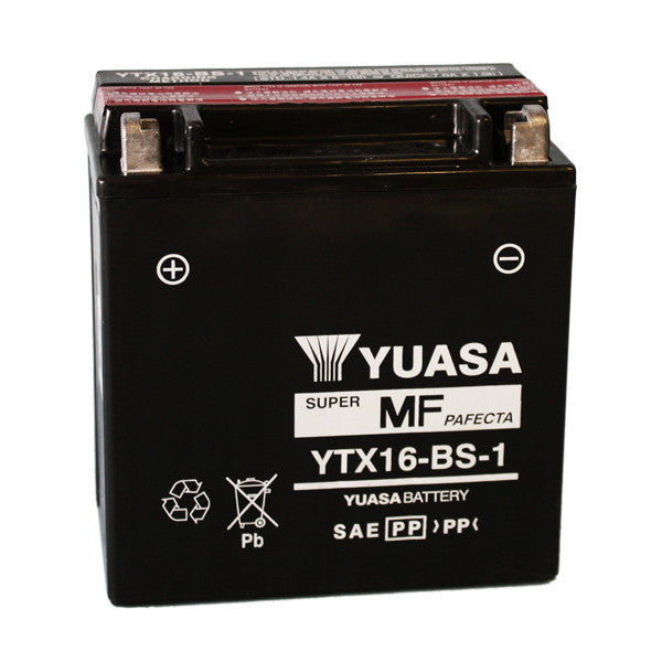 BATTERIA YUASA YTX16-BS-1 12V-14AH (SIGILLATA CON ACIDO A CORREDO)