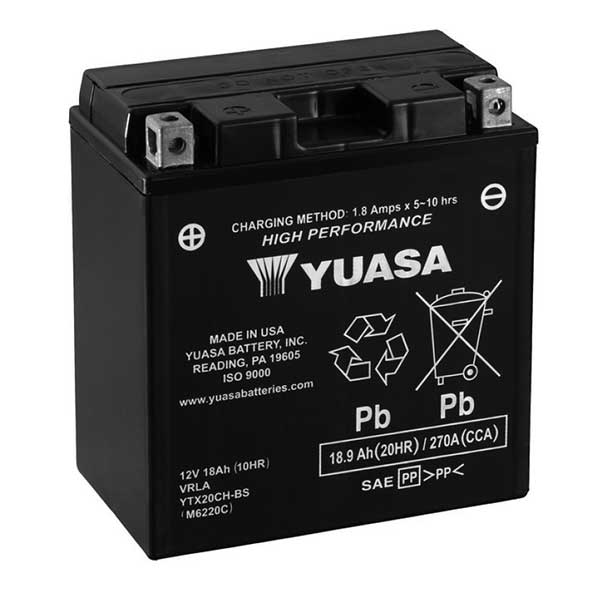 BATTERIA YUASA YTX20CH-BS 12V-18AH (SIGILLATA CON ACIDO A CORREDO)