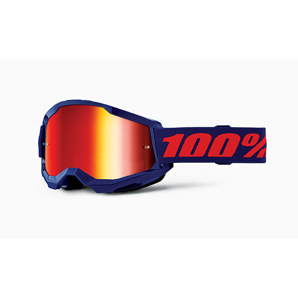 MASCHERA 100% STRATA 2 NAVY - LENTE A SPECCHIO ROSSA
