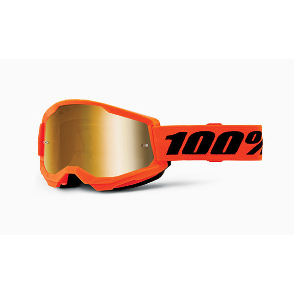 MASCHERA 100% STRATA 2 NEON ORANGE - LENTE A SPECCHIO ORO