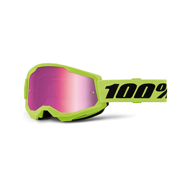 MASCHERA 100% STRATA 2 JUNIOR NEON YELLOW - LENTE A SPECCHIO ROSA