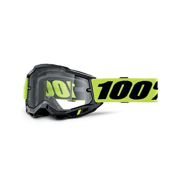 MASCHERA 100% ACCURI 2 ENDURO NEON YELLOW - LENTE DOPPIA TRASPARENTE