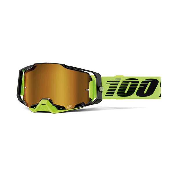 MASCHERA 100% ARMEGA NEON YELLOW - LENTE A SPECCHIO ORO