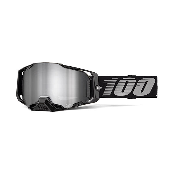 MASCHERA 100% ARMEGA BLACK - LENTE A SPECCHIO ARGENTO