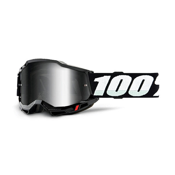 MASCHERA 100% ACCURI 2 JUNIOR BLACK - LENTE A SPECCHIO ARGENTO