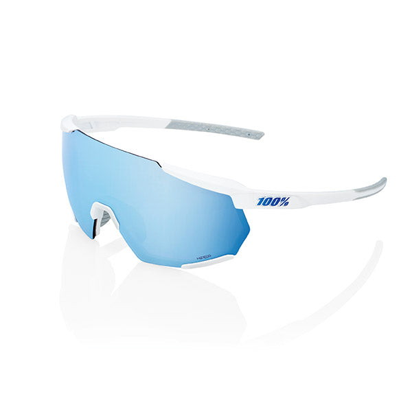 OCCHIALI DA SOLE 100% RACETRAP 3.0 - MATTE WHITE - LENTI HIPER A SPECCHIO BLU MULTILAYER