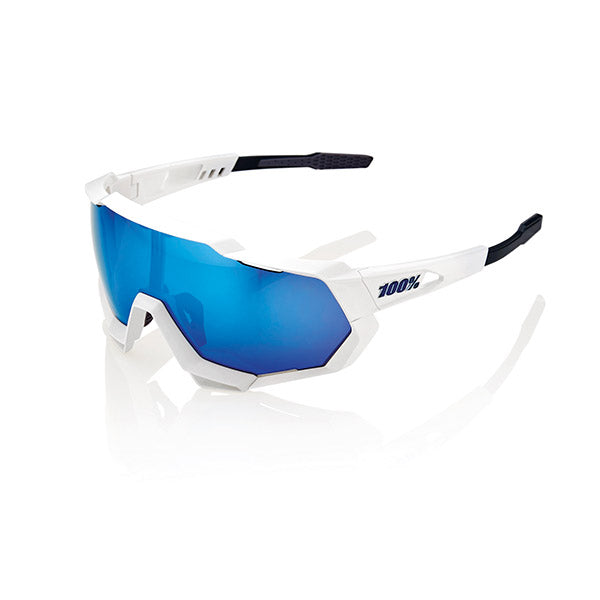 OCCHIALI DA SOLE 100% SPEEDTRAP - MATTE WHITE -  LENTI HIPER A SPECCHIO BLU MULTILAYER