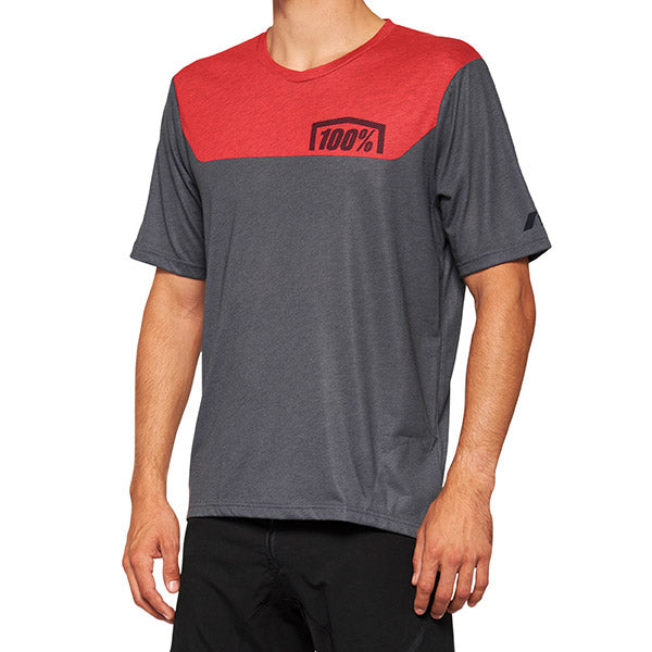 AIRMATIC MAGLIA A MANICHE CORTE RED/CHARCOAL - S