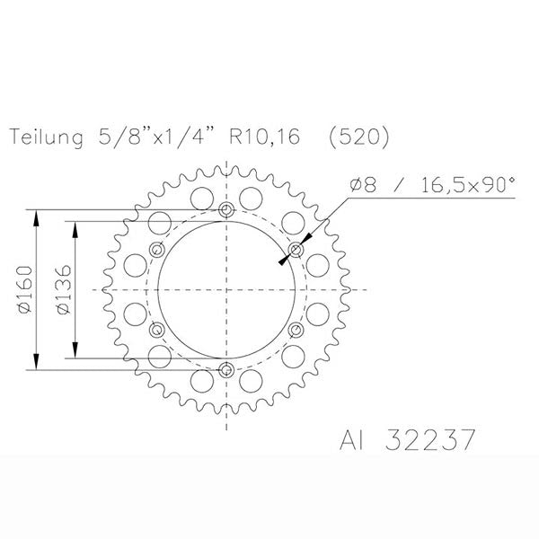 CORONA IN ALLUMINIO P520 - Z48 (DIS.00129)