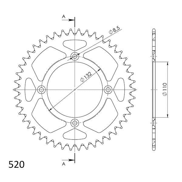 CORONA IN ALLUMINIO P520 - Z46 (DIS.00134)