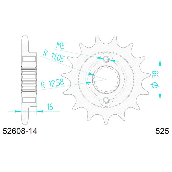 PIGNONE AFAM IN ACCIAIO P525 - Z14 (DIS.00550)