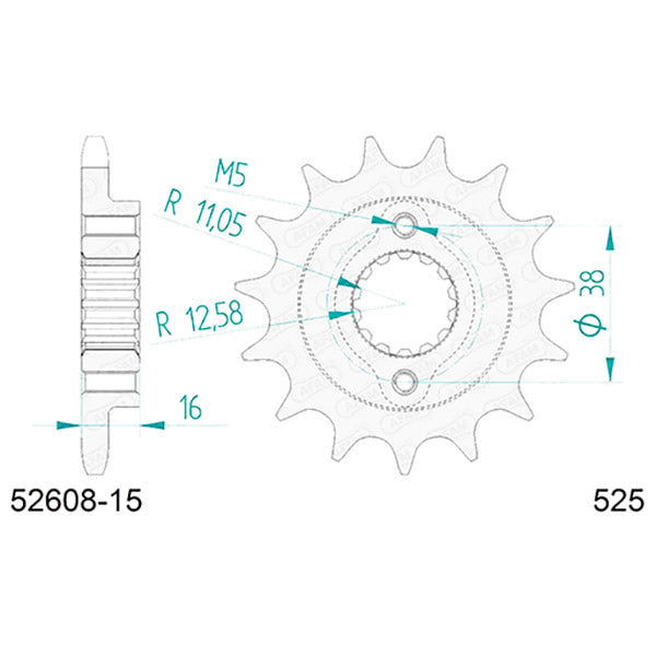 PIGNONE AFAM IN ACCIAIO P525 - Z15 (DIS.00550)