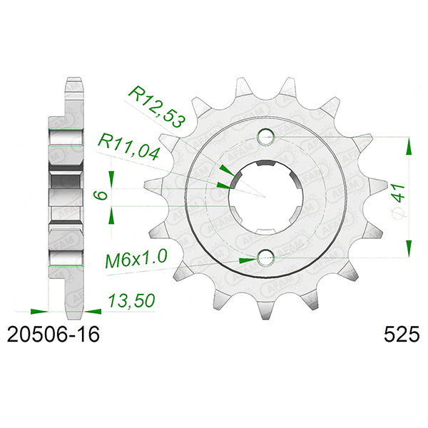 PIGNONE AFAM IN ACCIAIO P525 - Z16 (DIS.20506)