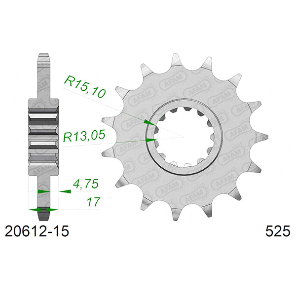 PIGNONE AFAM IN ACCIAIO P525 - Z15 (DIS.20612)