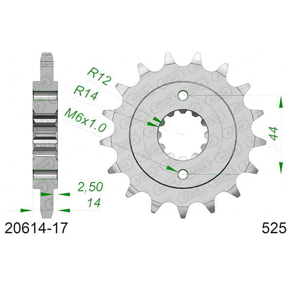 PIGNONE AFAM IN ACCIAIO P525 - Z17 (DIS.20614)