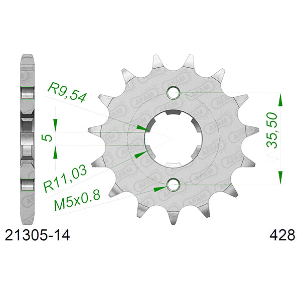PIGNONE AFAM IN ACCIAIO P428 - Z14 (DIS.21305)