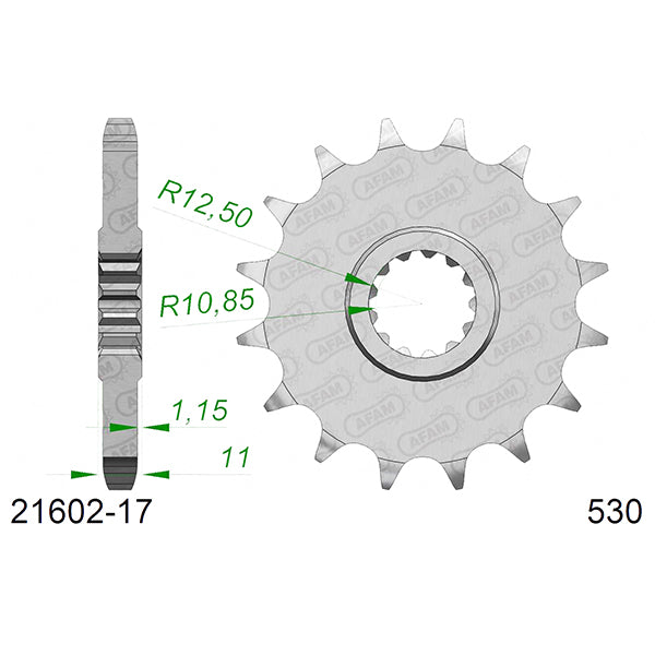PIGNONE AFAM IN ACCIAIO P530 - Z17 (DIS.21602)