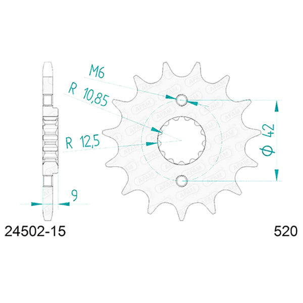 PIGNONE AFAM IN ACCIAIO P520 - Z15 (DIS.24502)