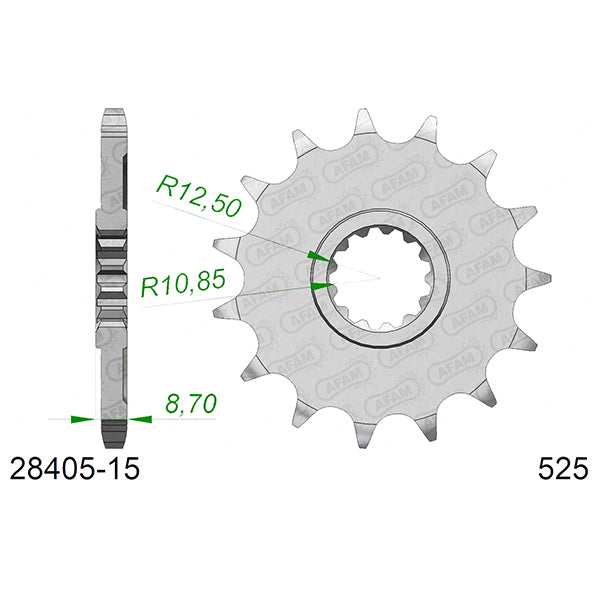 PIGNONE AFAM IN ACCIAIO P525 - Z15 (DIS.24603)