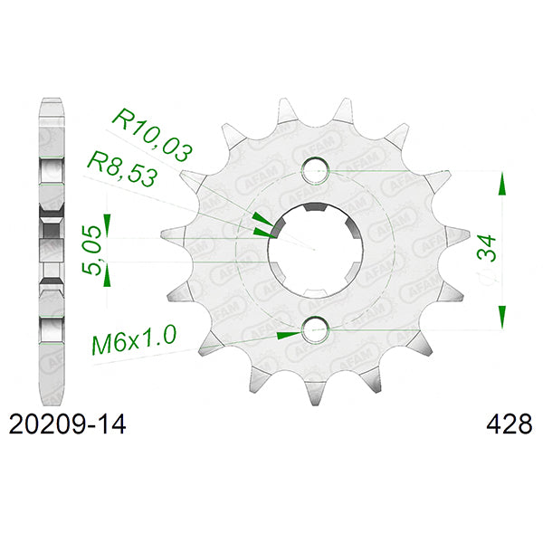 PIGNONE AFAM IN ACCIAIO P428 - Z14 (DIS.26200)