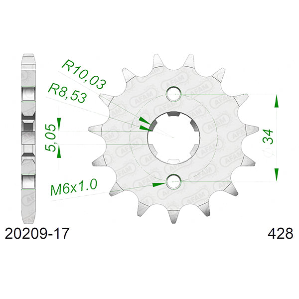 PIGNONE AFAM IN ACCIAIO P428 - Z17 (DIS.26200)