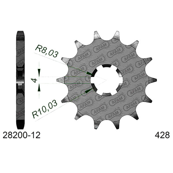 PIGNONE AFAM IN ACCIAIO P428 - Z12 (DIS.28200)