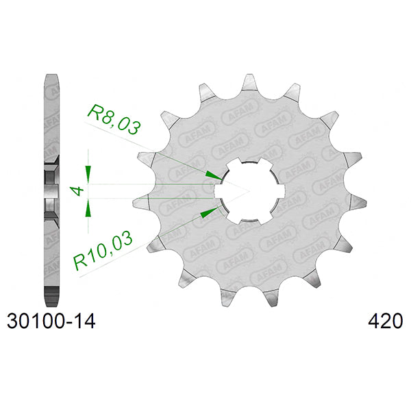 PIGNONE AFAM IN ACCIAIO P420 - Z14 (DIS.30100)
