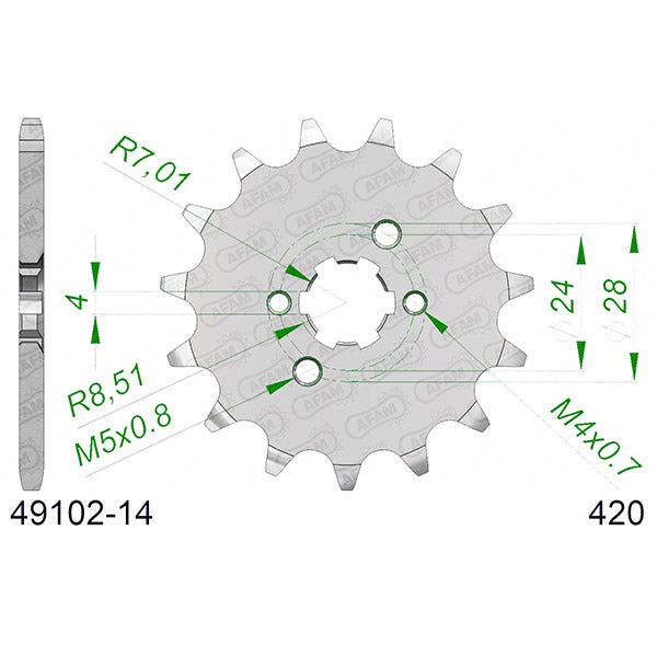 PIGNONE AFAM IN ACCIAIO P420 - Z14 (DIS.49101)