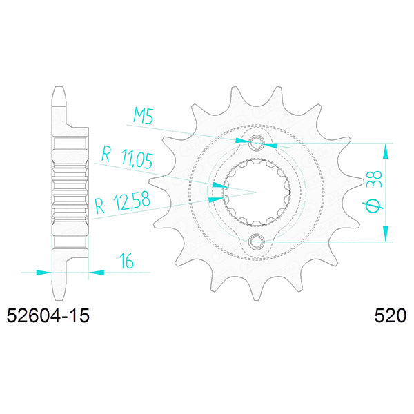 PIGNONE AFAM IN ACCIAIO P520 - Z15 (DIS.52604)