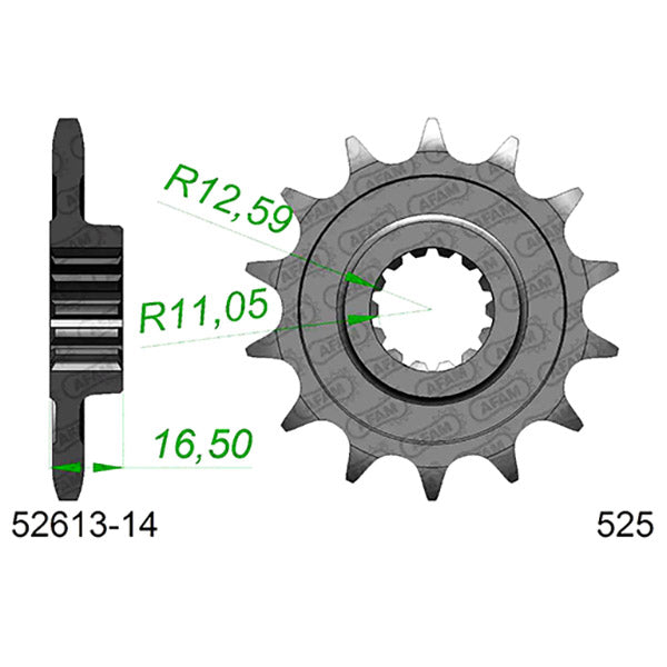 PIGNONE AFAM IN ACCIAIO P525 - Z14 (DIS.52608)