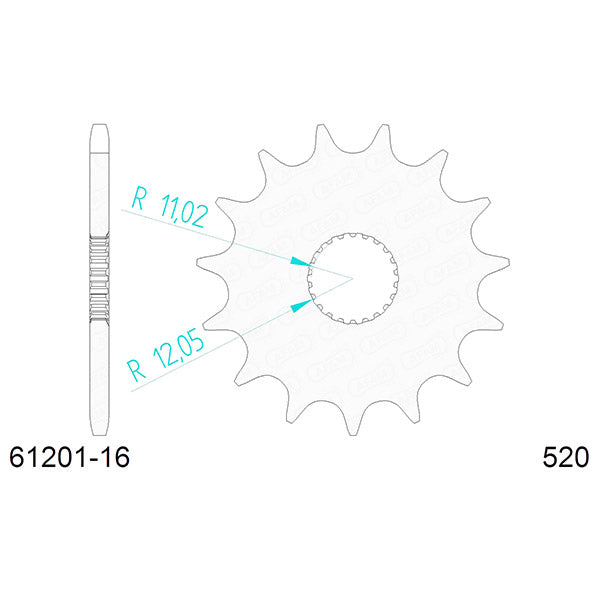 PIGNONE AFAM IN ACCIAIO P520 - Z16 (DIS.61201)