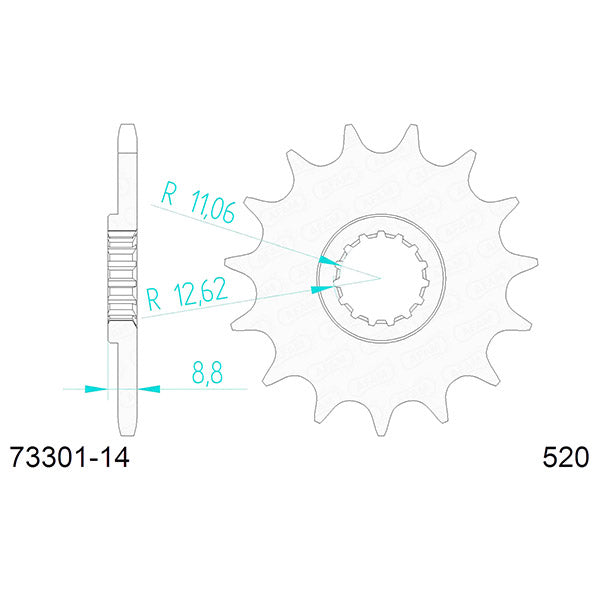 PIGNONE AFAM IN ACCIAIO P520 - Z14 (DIS.73301)