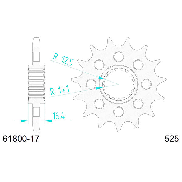 PIGNONE AFAM IN ACCIAIO P525 - Z17 (DIS.73400)