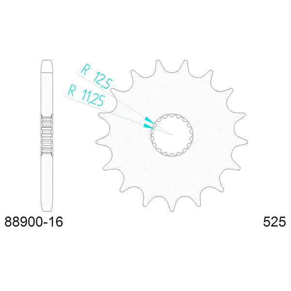 PIGNONE AFAM IN ACCIAIO P525 - Z16 (DIS.88900)