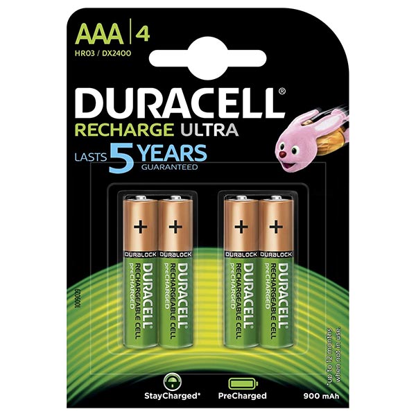BLISTER 4 PILE AAA DURACELL RICARICABILE 900MAH (SCATOLA 10 BLISTER)