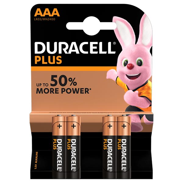 BLISTER 4 PILE AAA PLUS DURACELL ALCALINE (SCATOLA 10 BLISTER)
