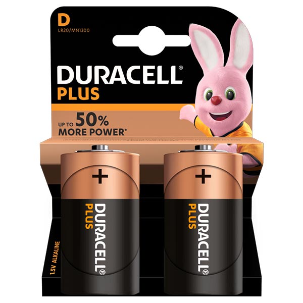 BLISTER 2 PILE D PLUS DURACELL ALCALINE (SCATOLA 10 BLISTER)