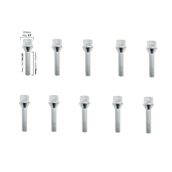 10 bulloni ch.17 12x1.25 l.50mm