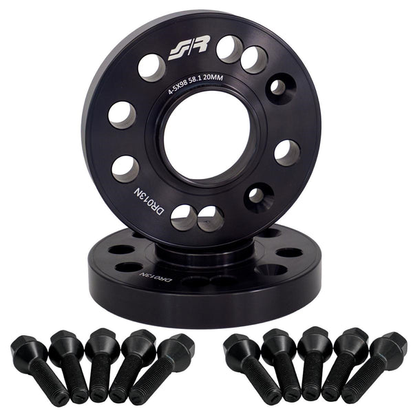 2 distanziali ruota neri 20mm 4/5x98 centraggio 58,1 con bull.