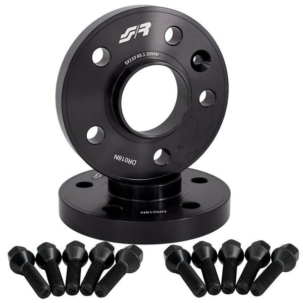 2 distanziali ruota neri 20mm 5x110 centraggio 65,1 con bull.