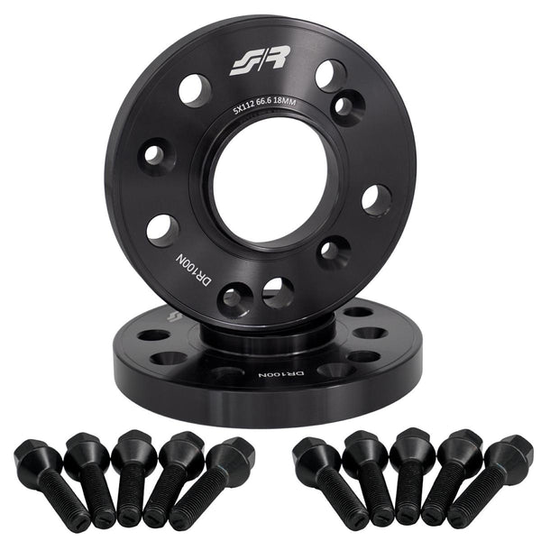 2 distanziali ruota neri 18mm 5x112 centraggio 66,6 con bull.