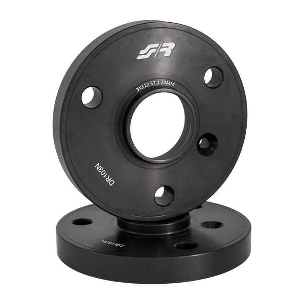 2 distanziali alluminio nero 20mm 3x112 mozzo 57,1