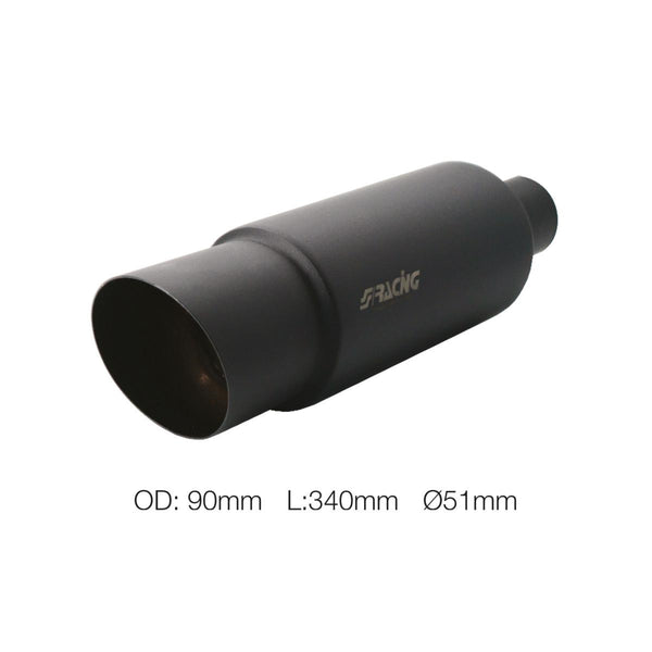 Marmitta rotonda id 51mm inclinata acciaio inox nero