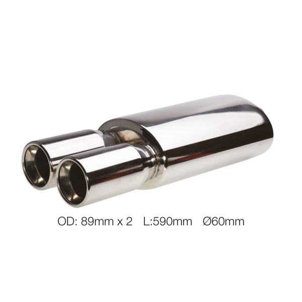 Marmitta rotonda id 60mm doppia acciaio inox